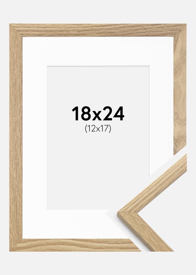 Ramme Trendy Eik 18x24 cm - Passepartout Hvit 13x18 cm
