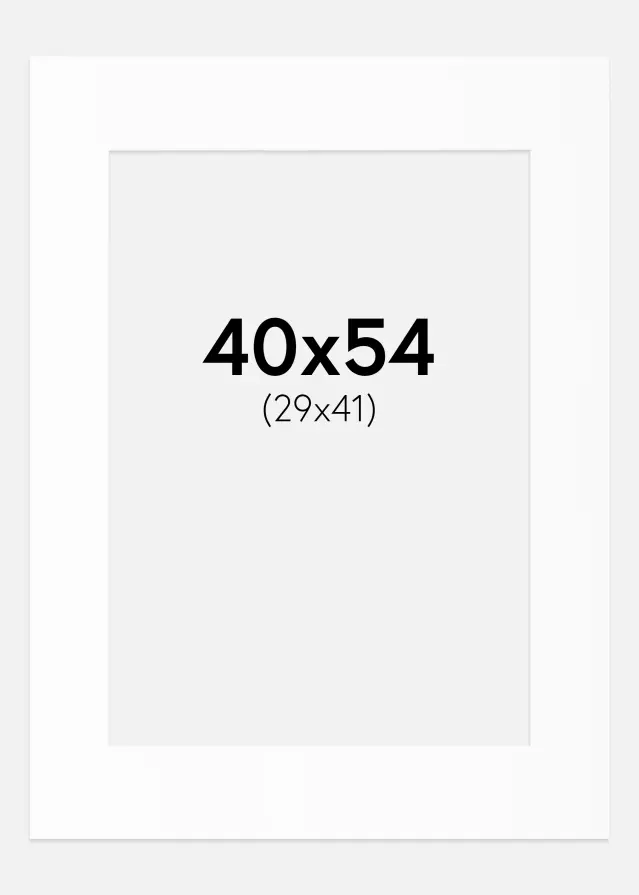 Passepartout Hvit Standard (Hvit kerne) 40x54 cm (29x41)