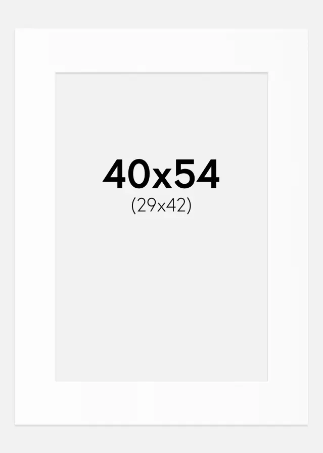 Passepartout Hvit Standard (Hvit kerne) 40x54 cm (29x42)