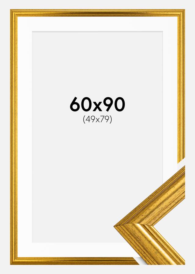 Ramme Västkusten Gull 60x90 cm - Passepartout Hvit 50x80 cm