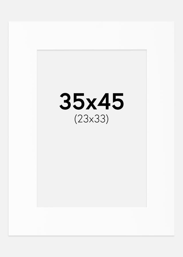 Passepartout Hvit Standard (Hvit kerne) 35x45 cm (23x33)