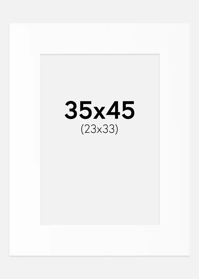 Passepartout Hvit Standard (Hvit kerne) 35x45 cm (23x33)