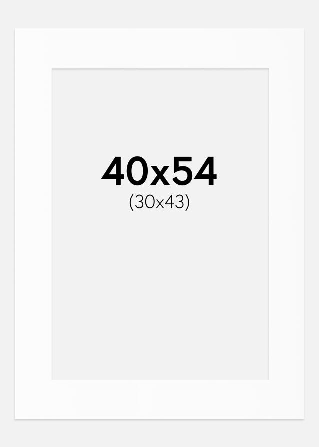 Passepartout Hvit Standard (Hvit kerne) 40x54 cm (30x43)