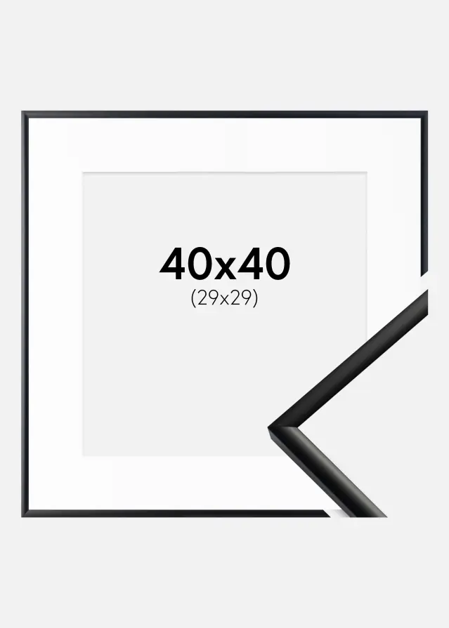Ramme New Lifestyle Matt Svart 40x40 cm - Passepartout Hvit 30x30 cm