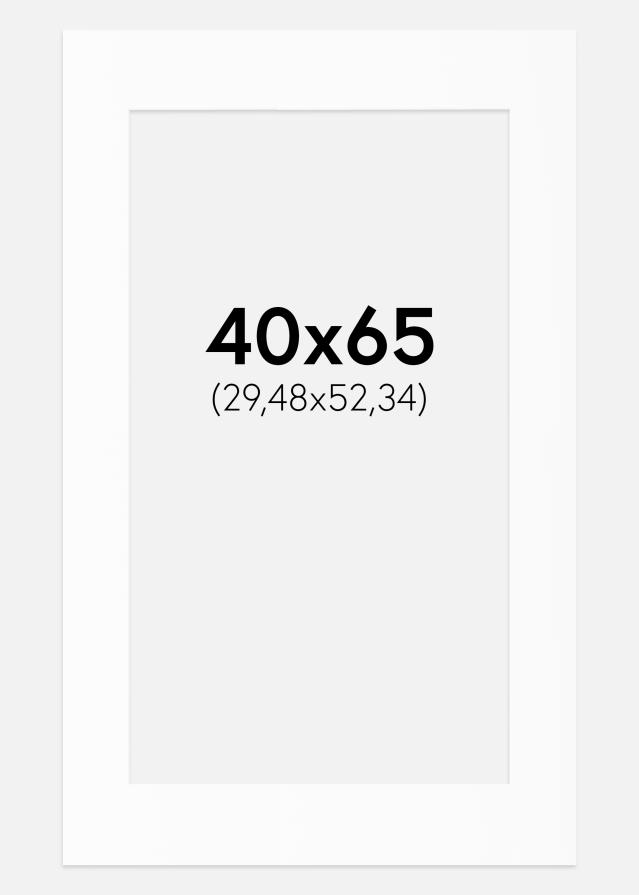 Passepartout Hvit Standard (Hvit kerne) 40x65 cm (29,48x52,34)