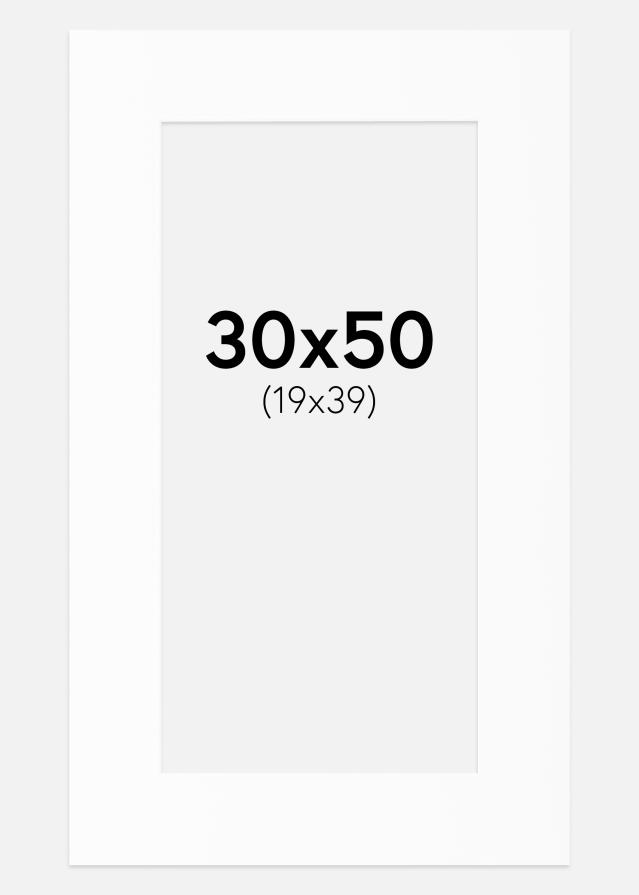 Passepartout Hvit Standard (Hvit kerne) 30x50 cm (19x39)