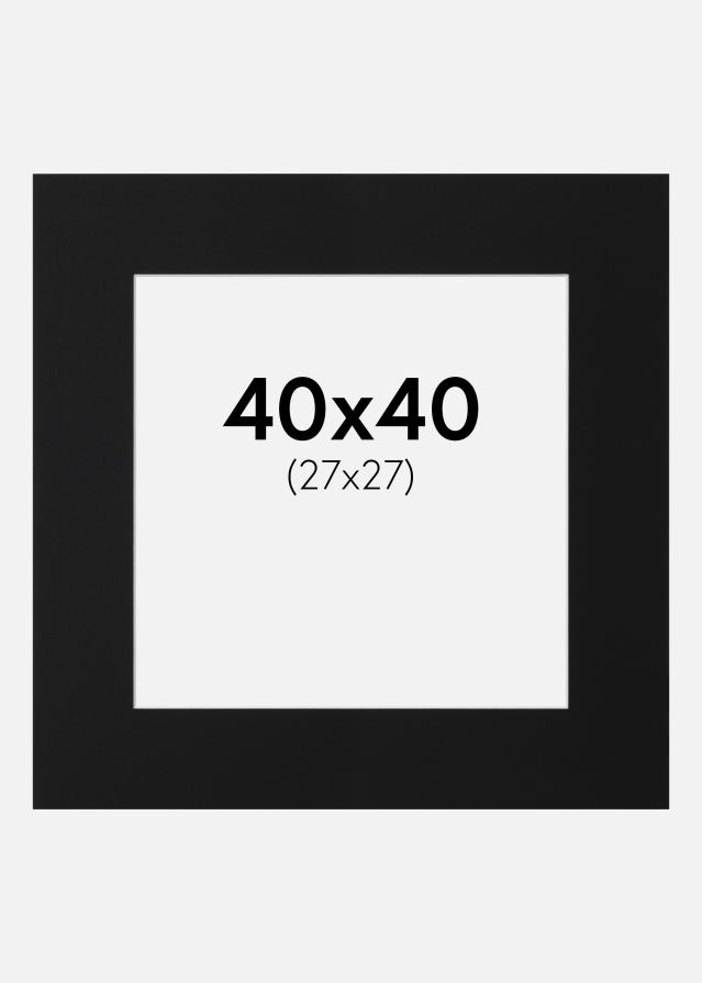Passepartout Svart Standard (Hvit kjerne) 40x40 cm (27x27)