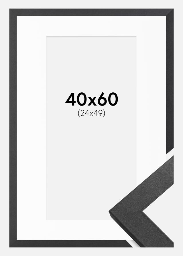 Ramme Graphite Wood 40x60 cm - Passepartout Hvit 25x50 cm