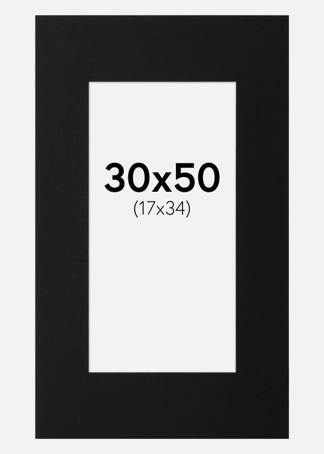 Passepartout Svart Standard (Hvit Kjerne) 30x50 cm (17x34)