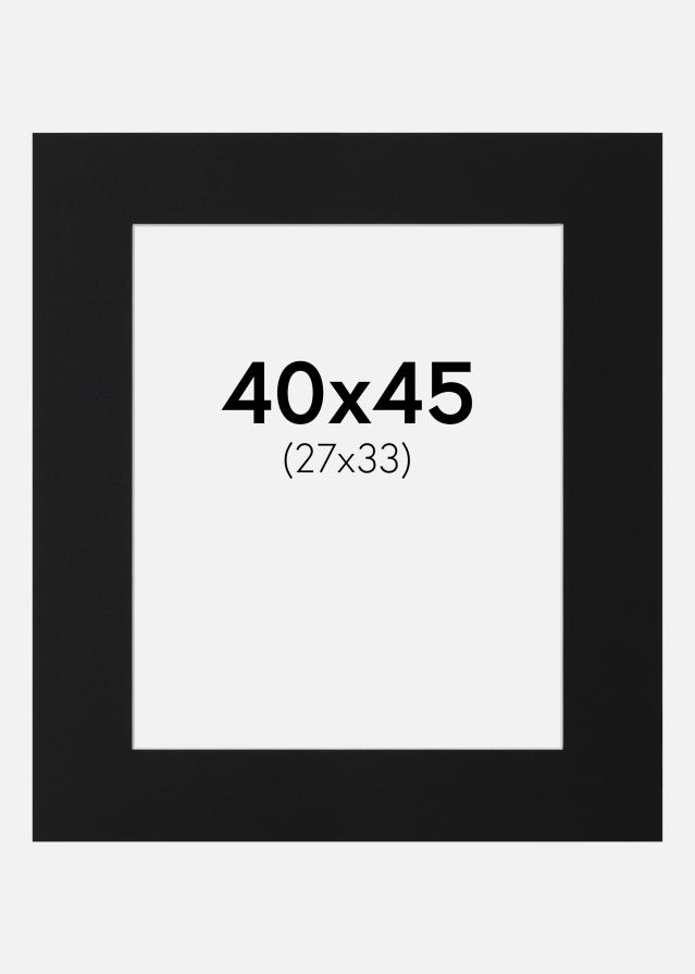 Passepartout Svart Standard (Hvit kjerne) 40x45 cm (27x33)