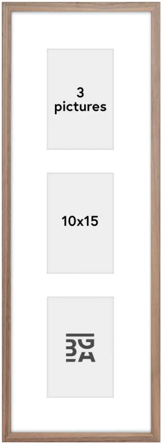 Edsbyn Collageramme I Lys Valnøtt - 3 Bilder (10x15 cm)