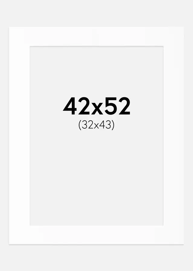 Passepartout Hvit Standard (Hvit kerne) 42x52 cm (32x43)