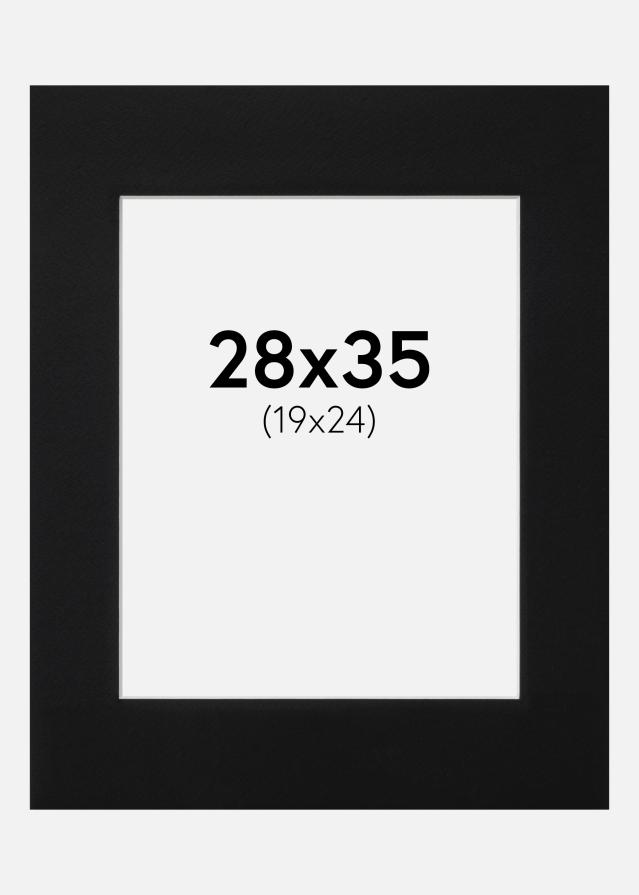 Passepartout Svart Standard (Hvit kjerne) 28x35 cm (19x24)