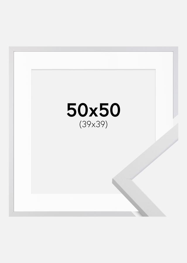 Ramme Trendy Hvit 50x50 cm - Passepartout Hvit 40x40 cm