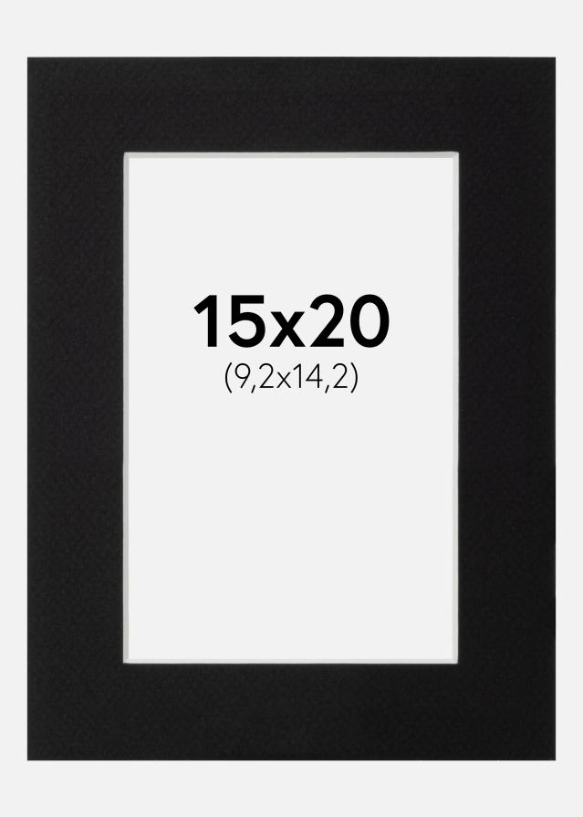 Passepartout Svart Standard (Hvit Kjerne) 15x20 cm (9,2x14,2)