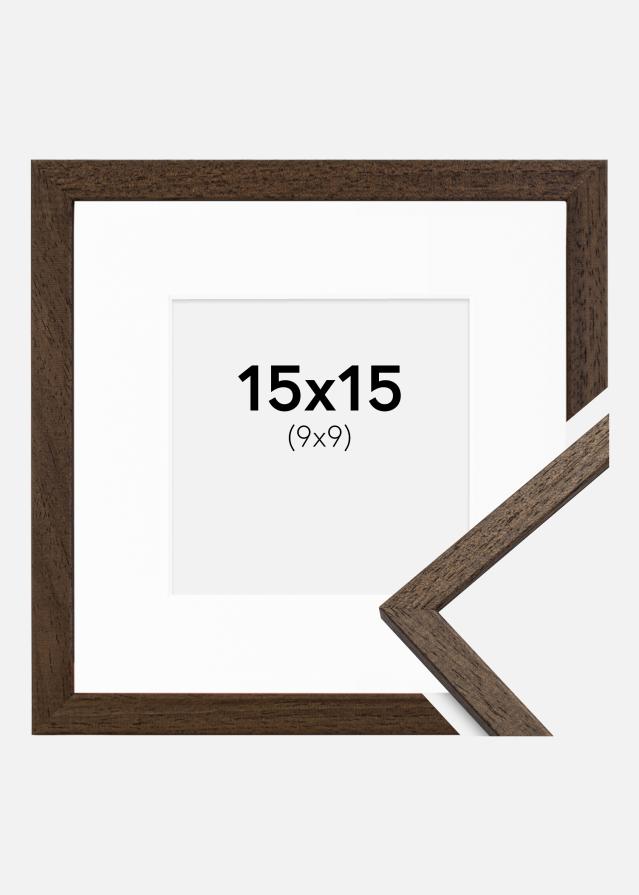 Ramme Edsbyn Valnøtt 15x15 cm - Passepartout Hvit 10x10 cm