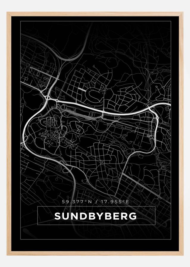 Kart - Sundbyberg - Svart Plakat