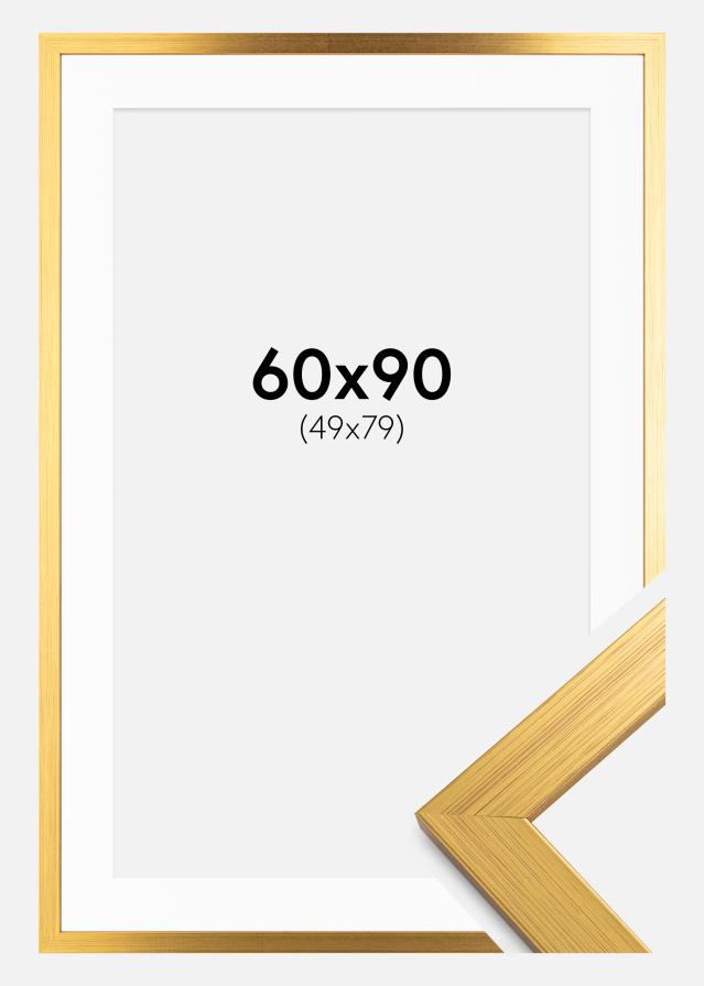 Ramme Gold Wood 60x90 cm - Passepartout Hvit 50x80 cm