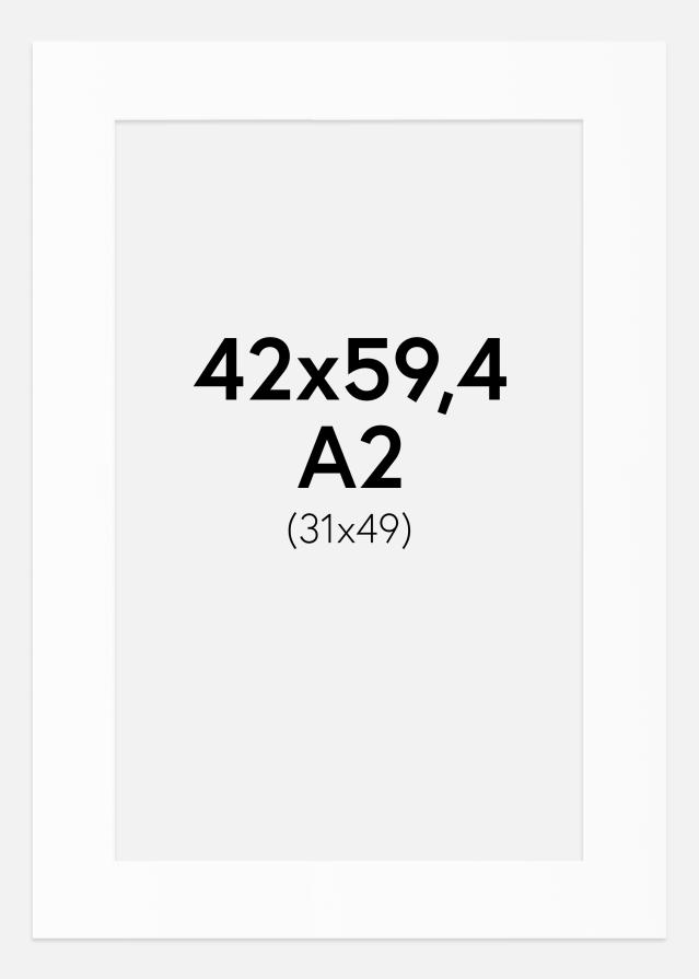 Passepartout Hvit Standard (Hvit kerne) 42x59,4 cm (31x49)
