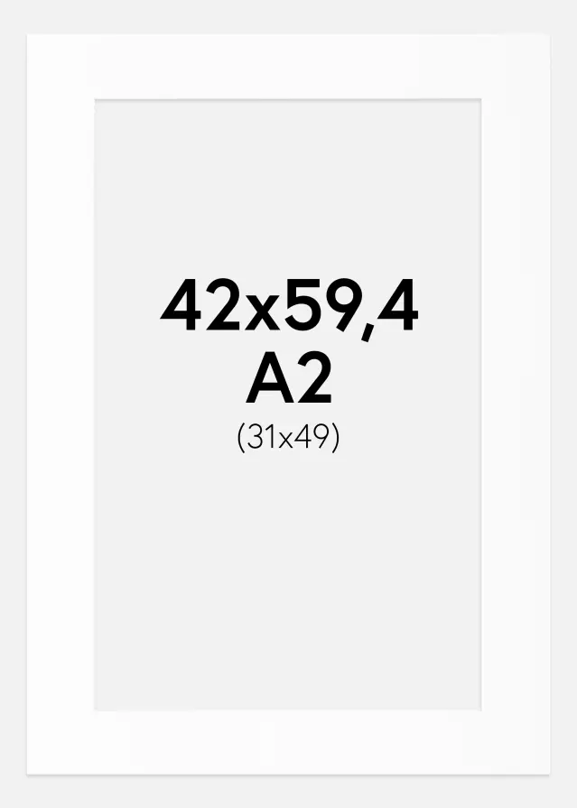 Passepartout Hvit Standard (Hvit kerne) 42x59,4 cm (31x49)