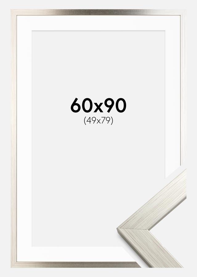 Ramme Silver Wood 60x90 cm - Passepartout Hvit 50x80 cm