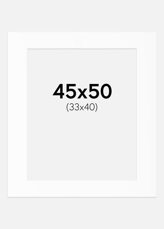 Passepartout Hvit Standard (Hvit kerne) 45x50 cm (33x40)