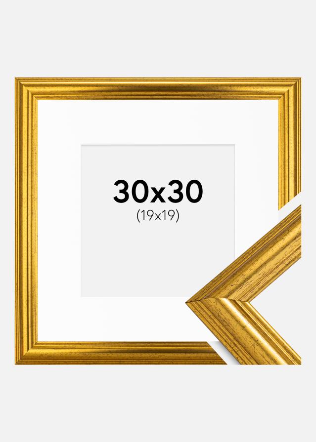 Ramme Västkusten Gull 30x30 cm - Passepartout Hvit 20x20 cm