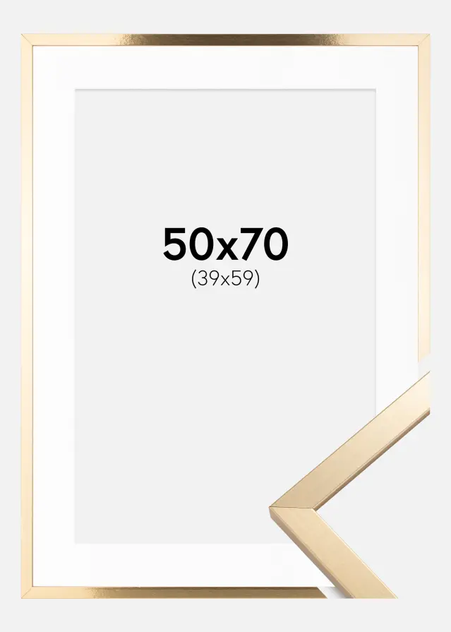 Ramme Trendy Gull 50x70 cm - Passepartout Hvit 40x60 cm