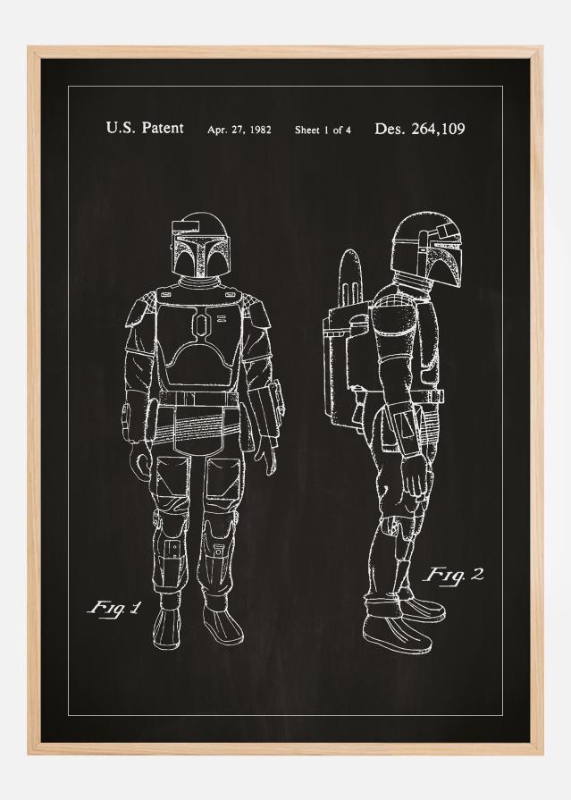 Patenttegning - Star Wars - Boba Fett - Svart Plakat