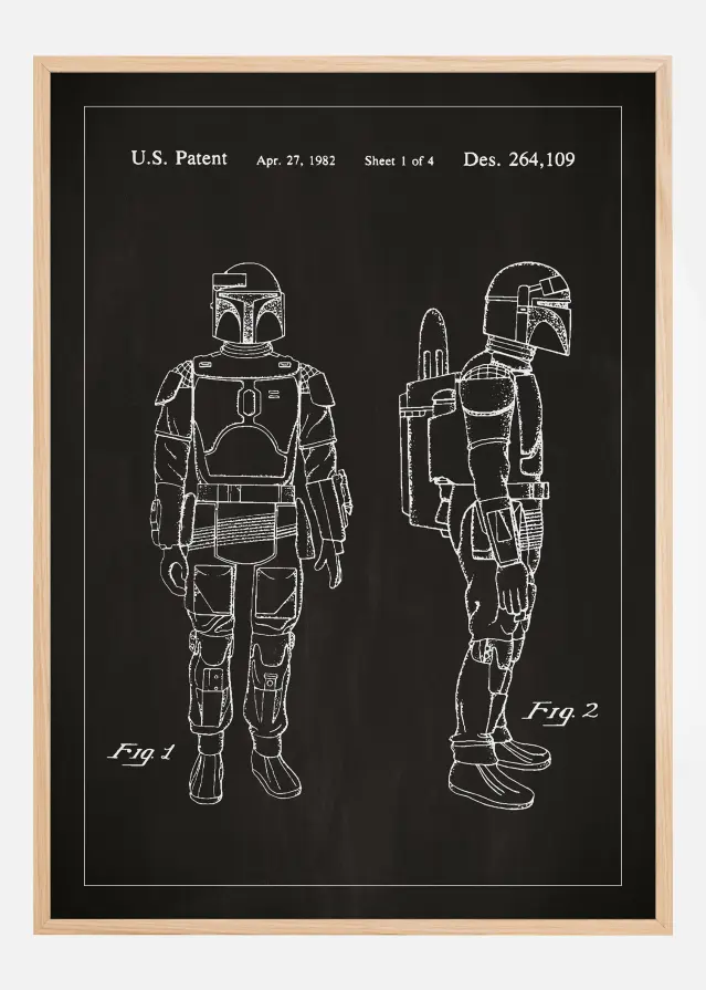 Patenttegning - Star Wars - Boba Fett - Svart Plakat