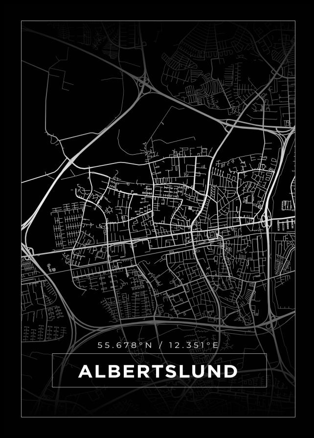 Kart - Albertslund - Svart Plakat