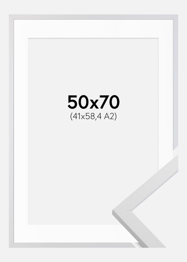 Ramme Trendy Hvit 50x70 cm - Passepartout Hvit 42x59,4 cm (A2)