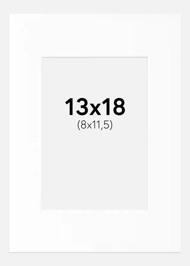 Passepartout Hvit Standard (Hvit kerne) 13x18 cm (8x11,5)