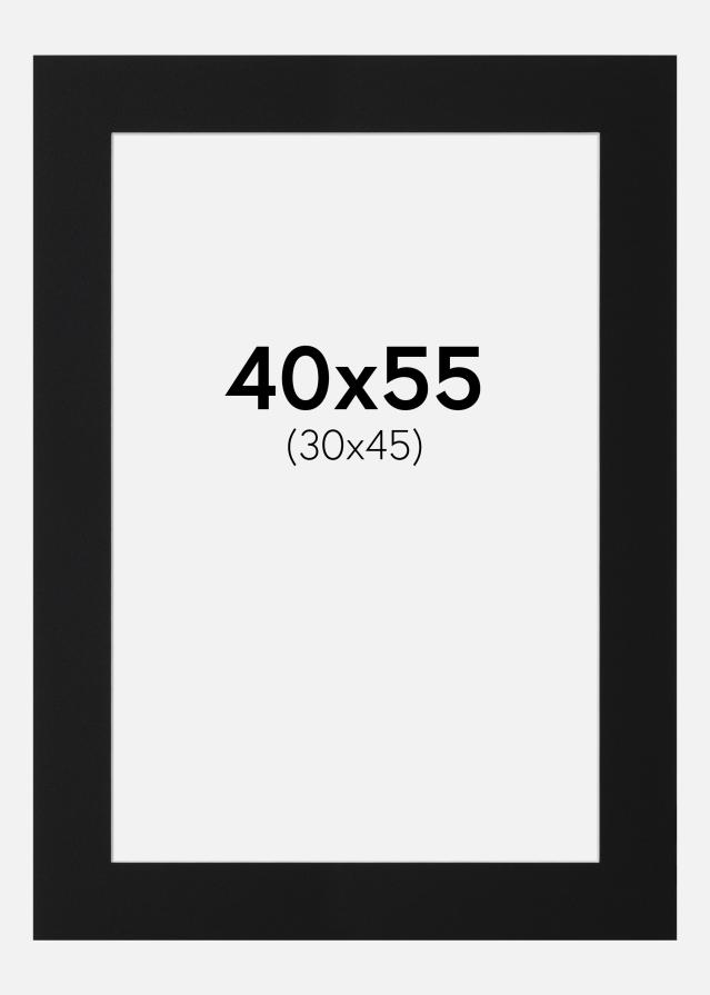 Passepartout Svart Standard (Hvit kjerne) 40x55 cm (30x45)