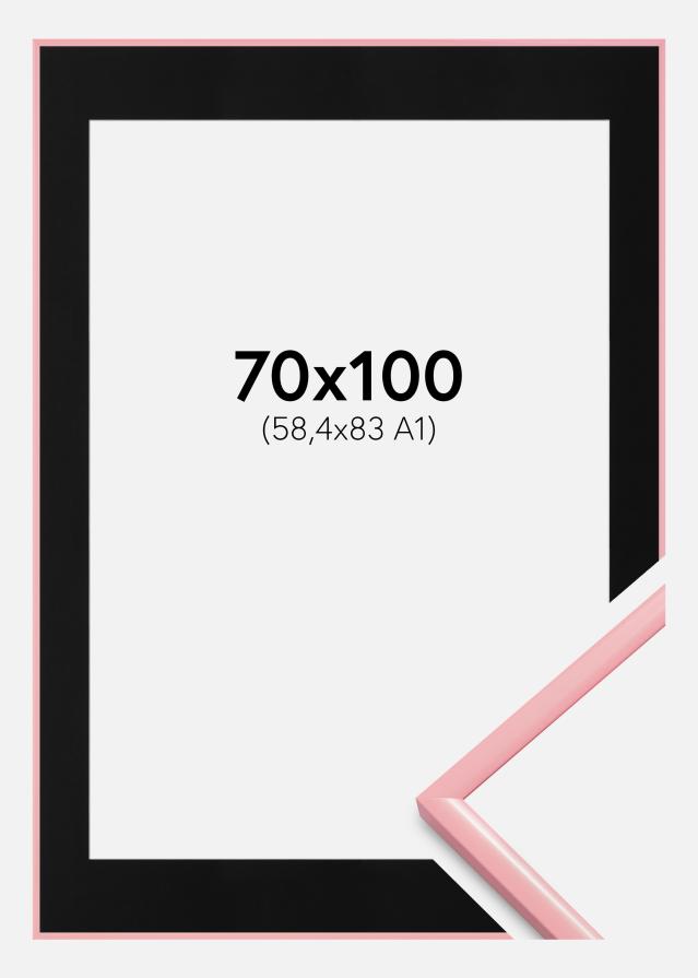 Ramme New Lifestyle Rosa 70x100 cm - Passepartout Svart 59,4x84 cm (A1)