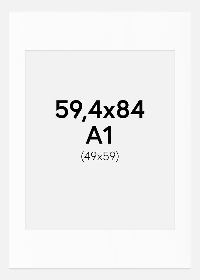 Passepartout Hvit Standard (Hvit kerne) A1 59,4x84,1 cm (49x59)