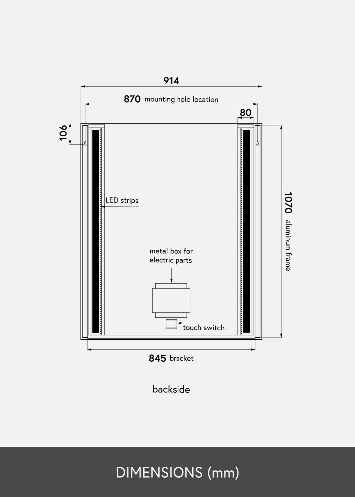 KAILA Speil Stripes LED 91x109 cm