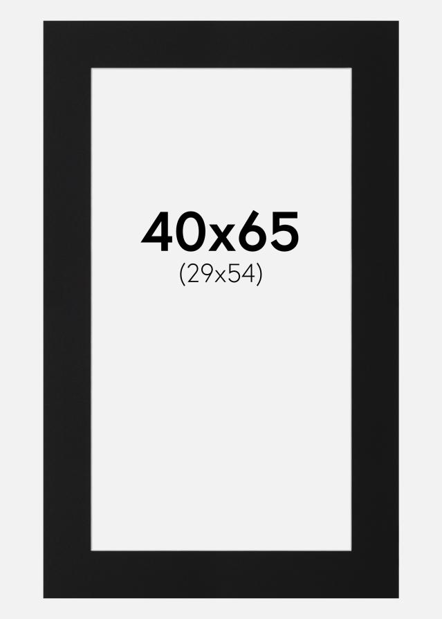 Passepartout Svart Standard (Hvit kjerne) 40x65 cm (29x54)