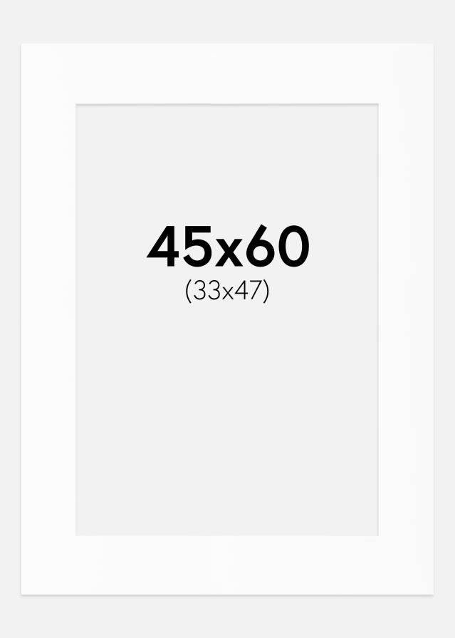 Passepartout Hvit Standard (Hvit kerne) 45x60 cm (33x47)