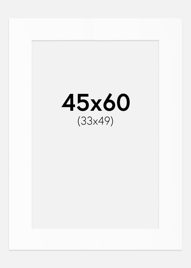 Passepartout Hvit Standard (Hvit kerne) 45x60 cm (33x49)