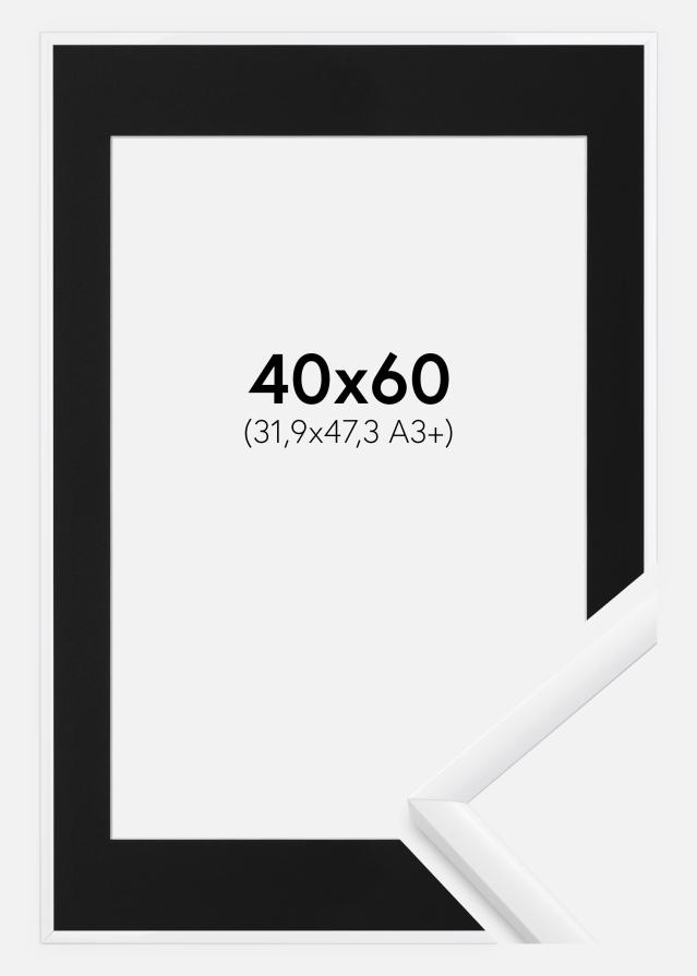 Ramme New Lifestyle Hvit 40x60 cm - Passepartout Svart 32,9x48,3 cm (A3+)