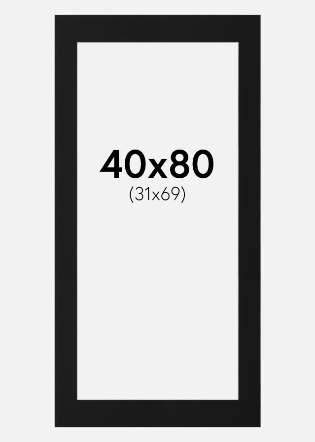 Passepartout Svart Standard (Hvit kjerne) 40x80 cm (31x69)