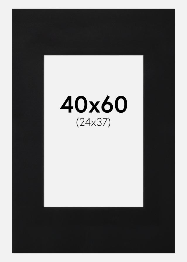 Passepartout Svart Standard (Hvit kjerne) 40x60 cm (24x37)