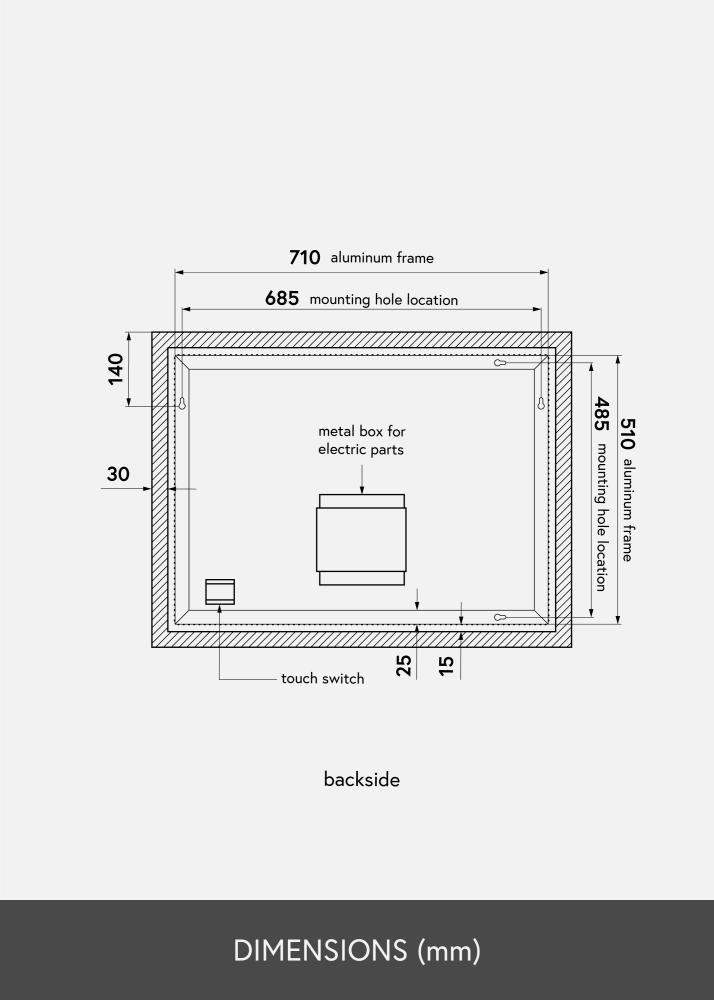 KAILA Speil Wide LED 60x80 cm