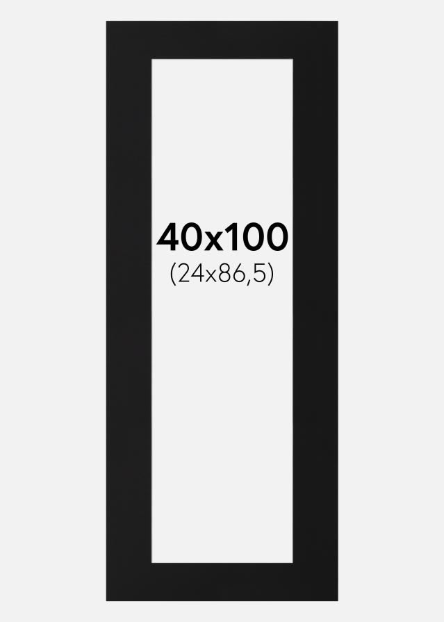 Passepartout Svart Standard (Hvit kjerne) 40x100 cm (24x86,5)