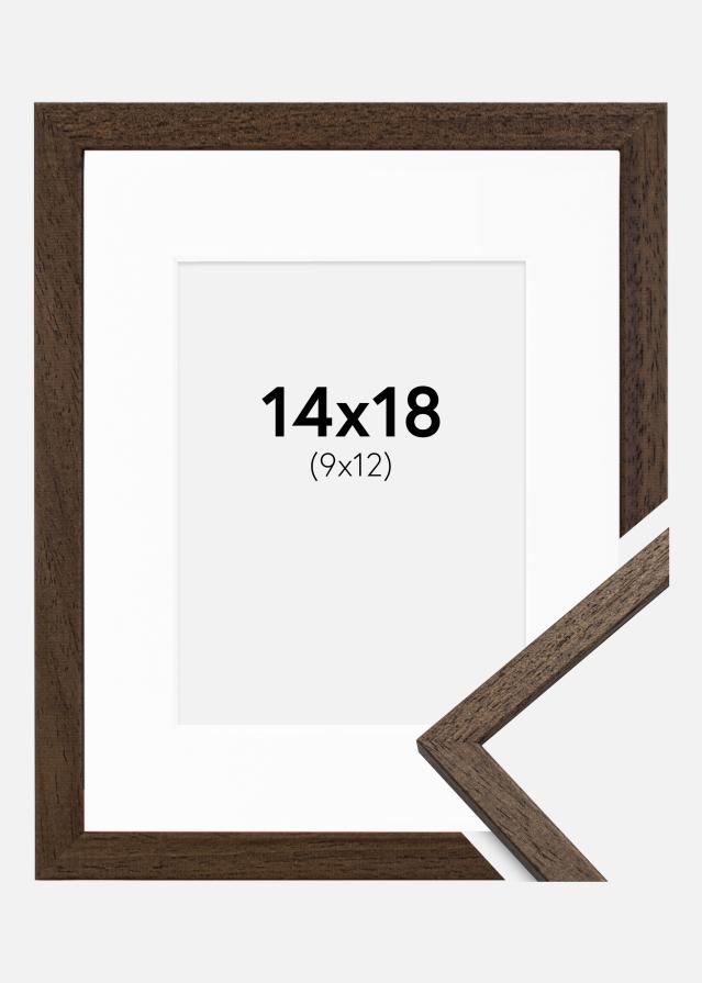 Ramme Edsbyn Valnøtt 14x18 cm - Passepartout Hvit 10x13 cm