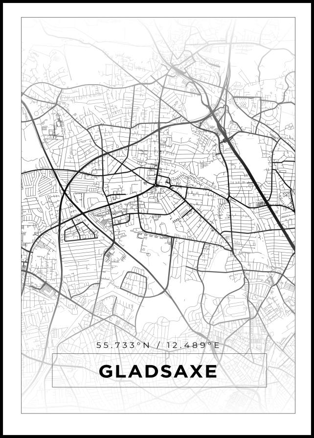 Kart - Gladsaxe - Hvit Plakat
