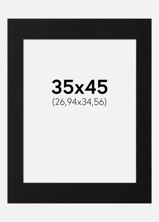Passepartout Svart Standard (Hvit Kjerne) 35x45 cm (26,94x34,56)
