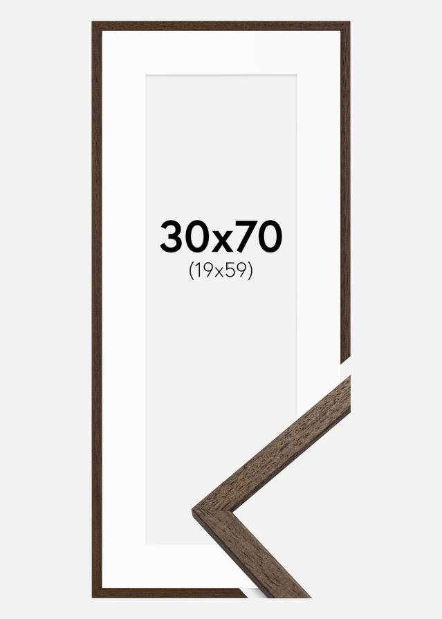 Ramme Edsbyn Valnøtt 30x70 cm - Passepartout Hvit 20x60 cm