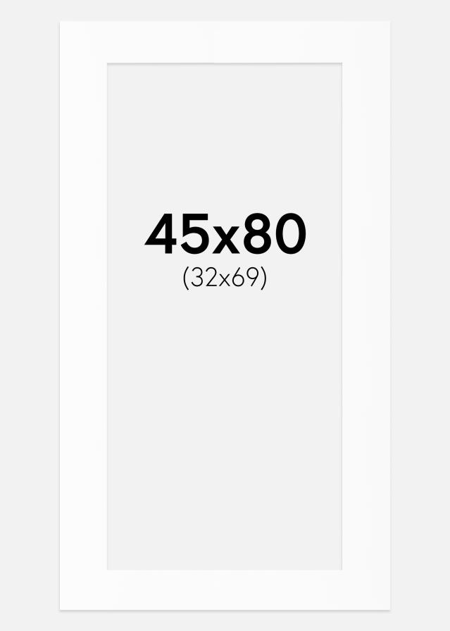 Passepartout Hvit Standard (Hvit kerne) 45x80 cm (32x69)